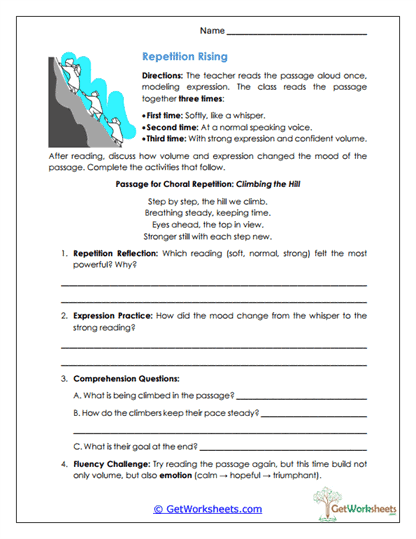 Repetition Rising Worksheet