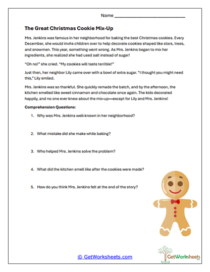 Cookie Mix-Up Worksheet