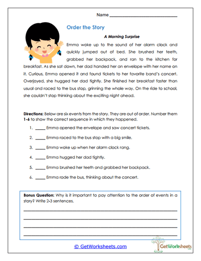 Order the Story Worksheet