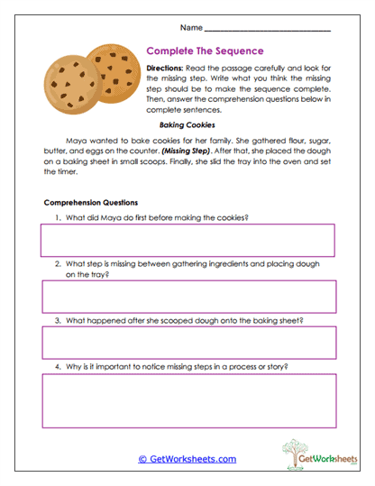 Complete the Sequence Worksheet