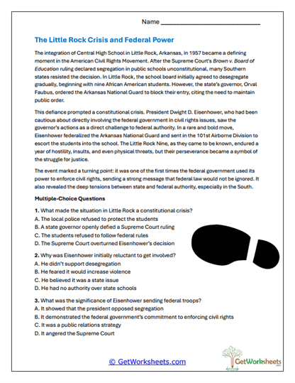 Little Rock Crisis Worksheet