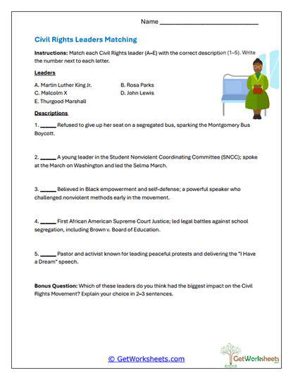 Leaders Matching Worksheet