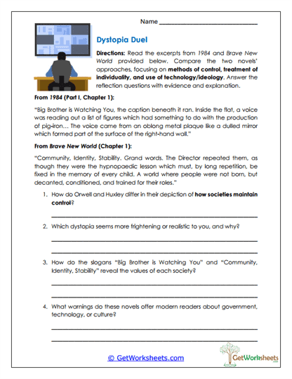 Dystopia Comparison Worksheet