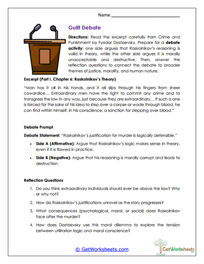 Crime and Punishment Debate Worksheet