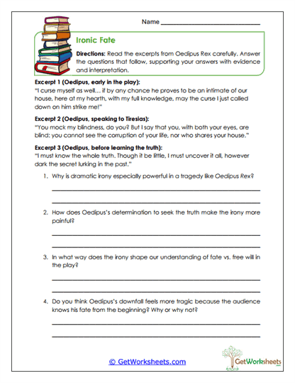 Oedipus Irony Study Worksheet