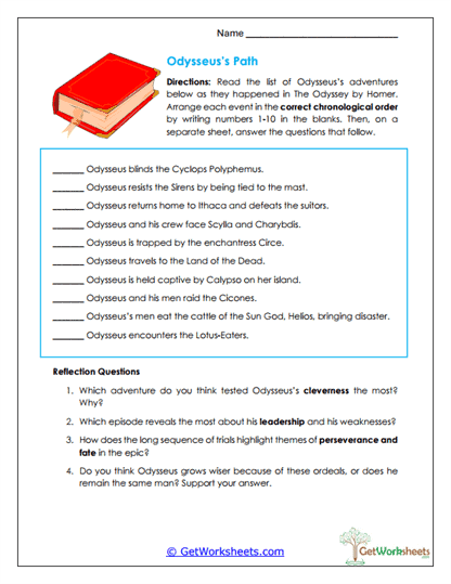 Odyssey Chronology Worksheet