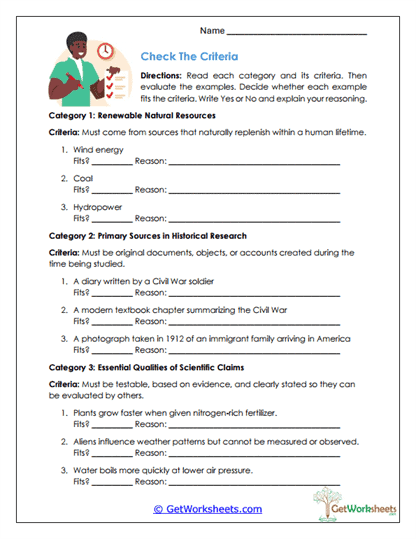 Criteria Checker Worksheet