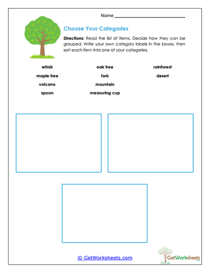 Create Categories Worksheet