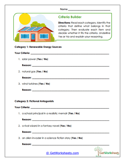 Criteria Builder Worksheet