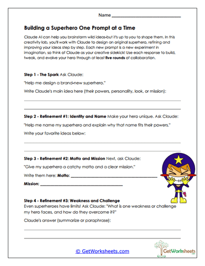 Superhero Prompt Builder Worksheet