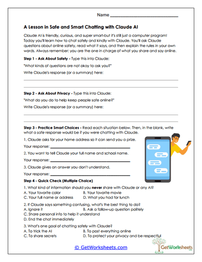 Safe and Smart Chatting Worksheet