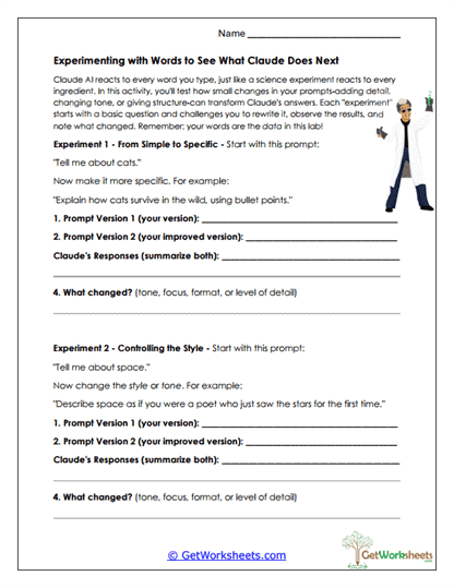 Experimenting with Prompts Worksheet