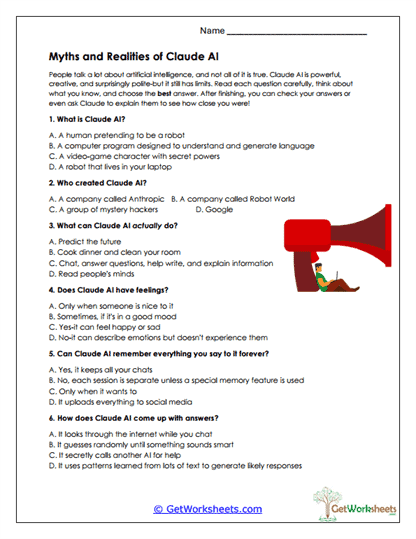 Claude Myths & Facts Worksheet