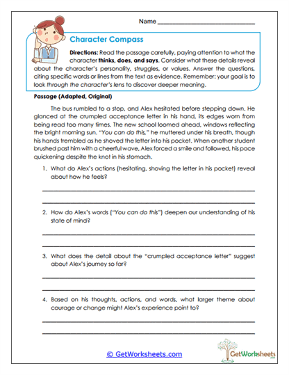 Character Lens Study Worksheet