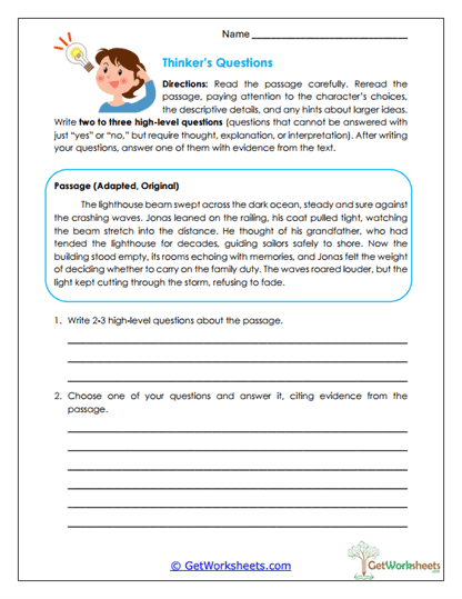 High-Level Questioning Worksheet