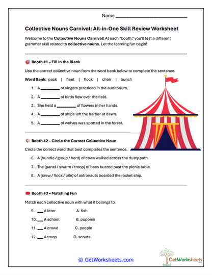 Carnival Review Worksheet