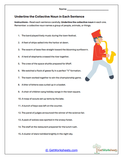 Underline the Collective Worksheet