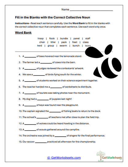 Fill-in Collective Worksheet