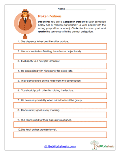 Broken Partners Worksheet