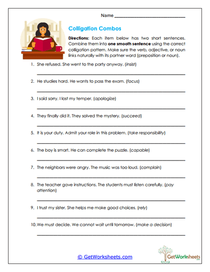 Colligation Combos Worksheet