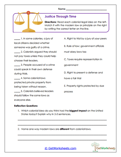 Justice Through Time Worksheet