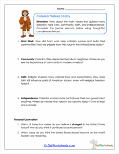 Colonial America Worksheets - GetWorksheets.com