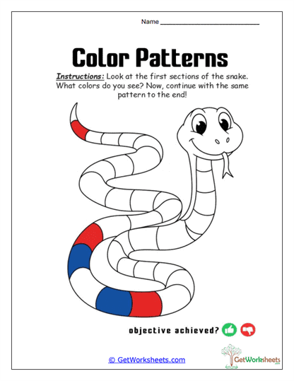 Color Pattern Worksheets