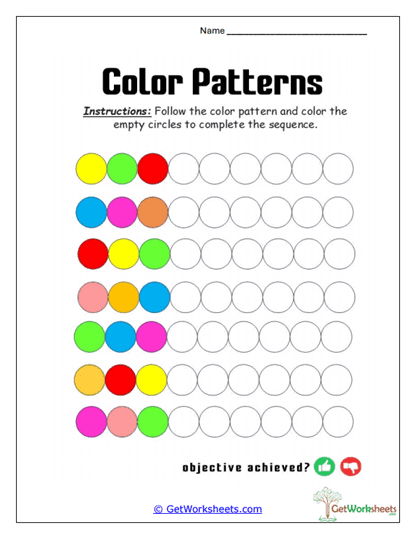Rainbow Circle Sequence Worksheet