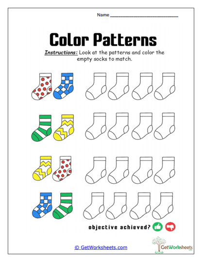 Patterned Sock Parade Worksheet