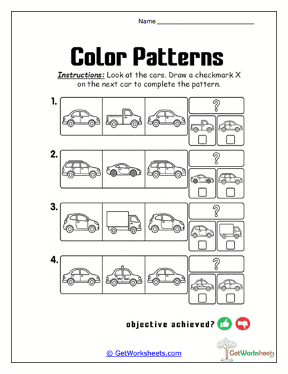 Vehicle Sequence Choice Worksheet
