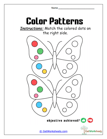 Wing Spot Match Worksheet