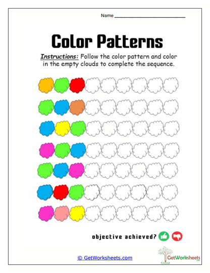 Cloudburst Color Chain Worksheet