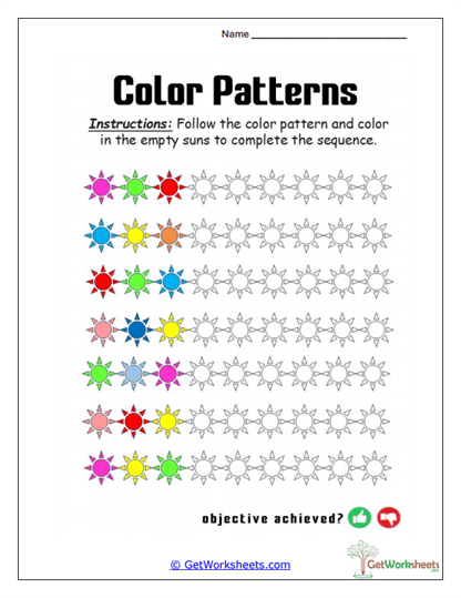 Sunshine Sequence Trail Worksheet