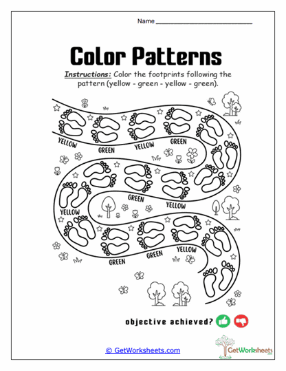 Footprint Color Path Worksheet