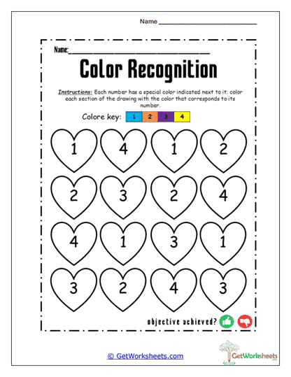 Color Hearts Worksheet