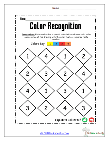 Color Diamonds Worksheet