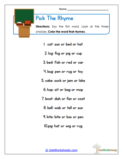 Pick the Match Worksheet