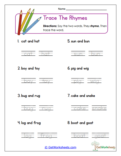 Trace Words Worksheet