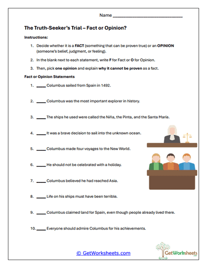 Truth-Seeker's Trial Worksheet