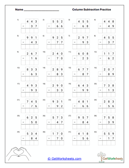 Multi-Step Subtract Worksheet