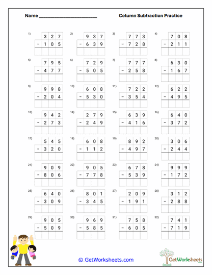 Advanced Column Decrease Worksheet