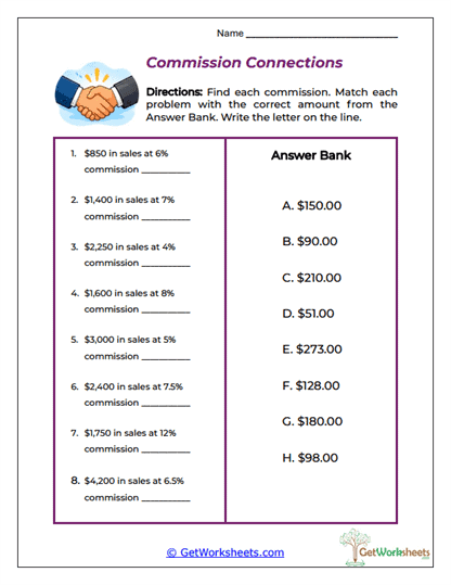 Commission Match-Up Worksheet
