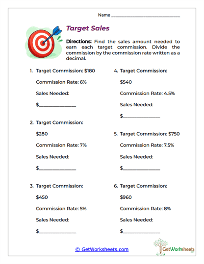 Target Earnings Planner Worksheet