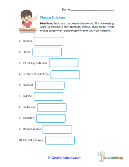 Phrase Finishers Worksheet