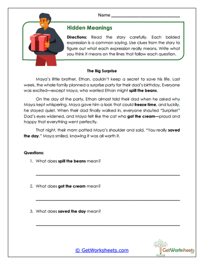 Hidden Meanings Worksheet