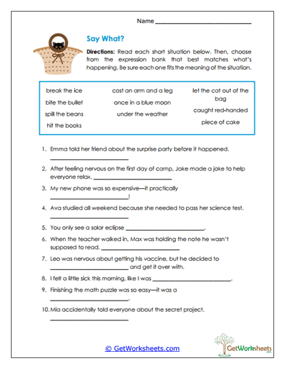 Say What? Worksheet
