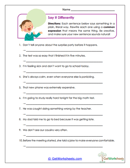 Say It Differently Worksheet