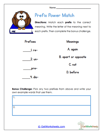 Power Match Worksheet