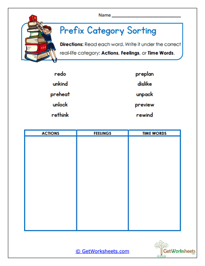 Category Sorting Worksheet