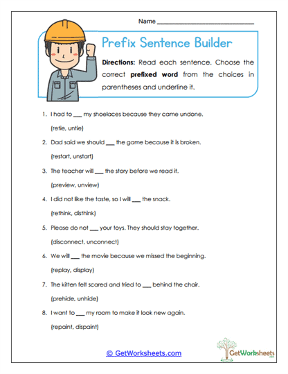 Sentence Builder Worksheet